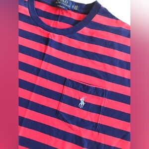 Polo by Ralph Lauren Red and Blue Striped Tee Shirt